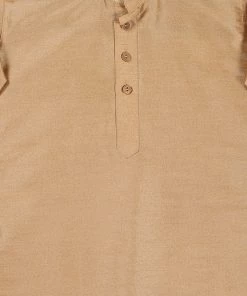 VASTRAMAY SISHU Boy's Rose Gold & Green Kurta Set With Nehru Jacket