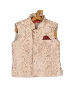 Boys VASTRAMAY SISHU Infant Boy's Rose Gold Silk Blend Nehru Jacket