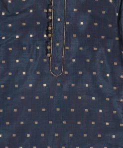 Boys VASTRAMAY SISHU Boy's Blue Printed Kurta With Rose Gold Pyjamas & Nehru Jacket 15 Boys VASTRAMAY SISHU Boy's Blue Printed Kurta With Rose Gold Pyjamas & Nehru Jacket