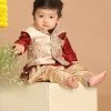 Boys VASTRAMAY SISHU Boy's Maroon Kurta With Rose Gold Dhoti Pants & Nehru Jacket 1 Boys VASTRAMAY SISHU Boy's Maroon Kurta With Rose Gold Dhoti Pants & Nehru Jacket