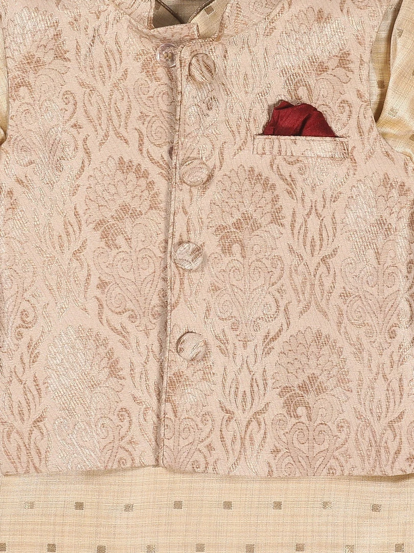 VASTRAMAY SISHU Boy's Beige Ethnic Motifs Printed Kurta With Pyjamas 6 VASTRAMAY SISHU Boy's Beige Ethnic Motifs Printed Kurta With Pyjamas