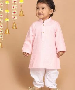 VASTRAMAY SISHU Boy's Pink Solid Kurta With Pyjamas Boys