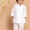 Boys VASTRAMAY SISHU Boy's White Kurta With Churidar