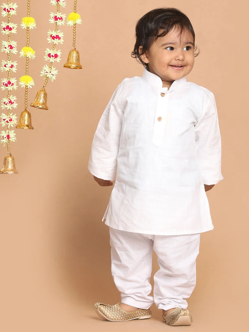 Boys VASTRAMAY SISHU Boy's White Kurta With Churidar 3 Boys VASTRAMAY SISHU Boy's White Kurta With Churidar