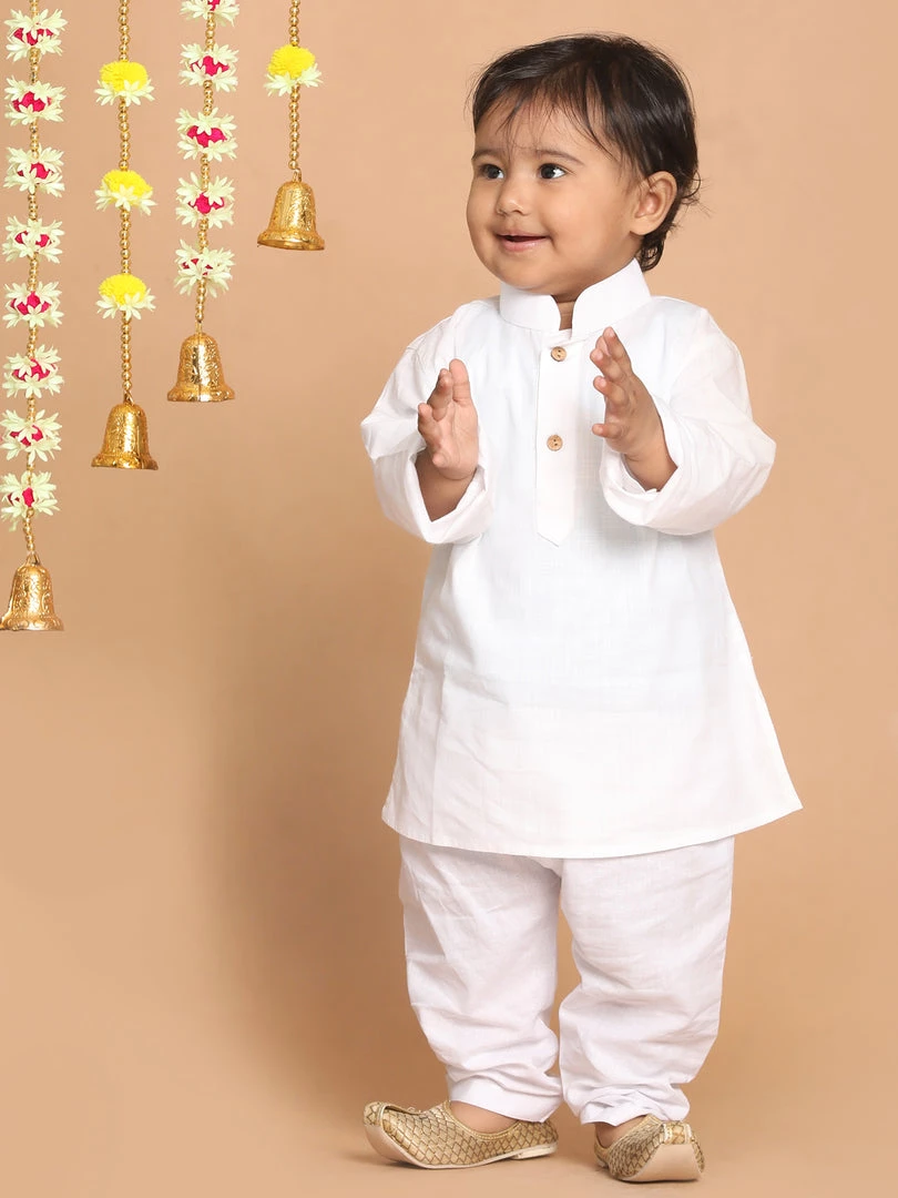 Boys VASTRAMAY SISHU Boy's White Kurta With Churidar 4 Boys VASTRAMAY SISHU Boy's White Kurta With Churidar