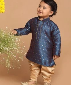 VASTRAMAY SISHU Boy's Blue Kurta With Dhoti Pants Boys