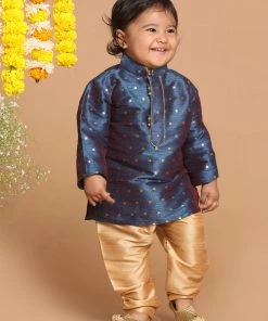 Boys VASTRAMAY SISHU Boy's Blue Kurta With Pyjama
