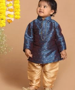 Boys VASTRAMAY SISHU Boy's Blue Kurta With Pyjama