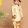 VASTRAMAY SISHU Boy's Gold-Toned Printed Kurti With Pyjama Boys