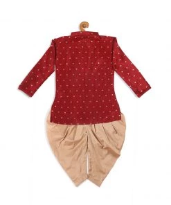 VASTRAMAY SISHU Boy's Maroon Kurta With Dhoti Pants Boys