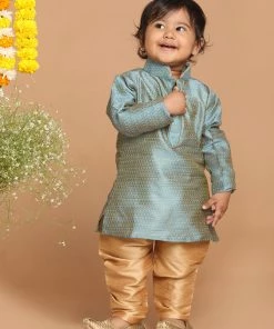 VASTRAMAY SISHU Boys Blue Thread Work Kurta With Pyjama