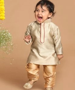 Boys VASTRAMAY SISHU Boy's Beige Kurta With Pyjama