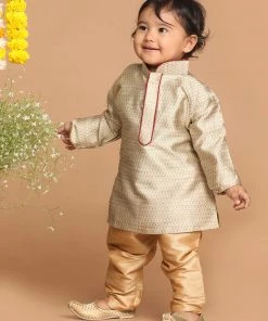 Boys VASTRAMAY SISHU Boy's Beige Kurta With Pyjama