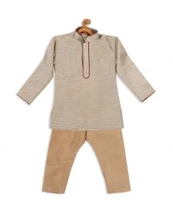 Boys VASTRAMAY SISHU Boy's Beige Kurta With Pyjama 11 Boys VASTRAMAY SISHU Boy's Beige Kurta With Pyjama