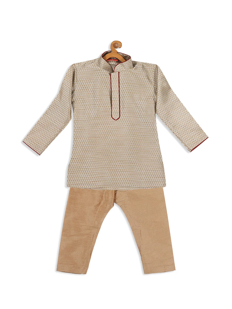 Boys VASTRAMAY SISHU Boy's Beige Kurta With Pyjama 5 Boys VASTRAMAY SISHU Boy's Beige Kurta With Pyjama
