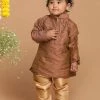 VASTRAMAY SISHU Boy's Maroon Woven Design Kurta With Churidar Boys
