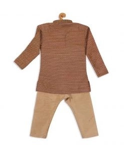 VASTRAMAY SISHU Boy's Maroon Woven Design Kurta With Churidar Boys