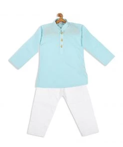 VASTRAMAY SISHU Boy's Aqua Kurta With Pyjamas
