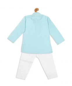VASTRAMAY SISHU Boy's Aqua Kurta With Pyjamas