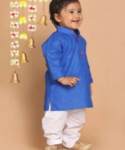 VASTRAMAY SISHU Boy's Blue Kurta With Pyjamas