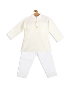 VASTRAMAY SISHU Boy's Cream-Coloured Kurta With Pyjamas