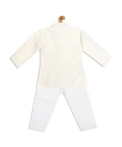 VASTRAMAY SISHU Boy's Cream-Coloured Kurta With Pyjamas