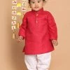 VASTRAMAY SISHU Boy's Maroon Kurta With Pyjamas