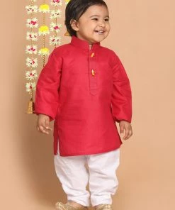 VASTRAMAY SISHU Boy's Maroon Kurta With Pyjamas