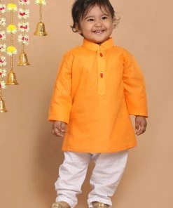 Boys VASTRAMAY SISHU Boy's Orange Kurta With Pyjamas