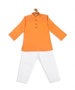 Boys VASTRAMAY SISHU Boy's Orange Kurta With Pyjamas