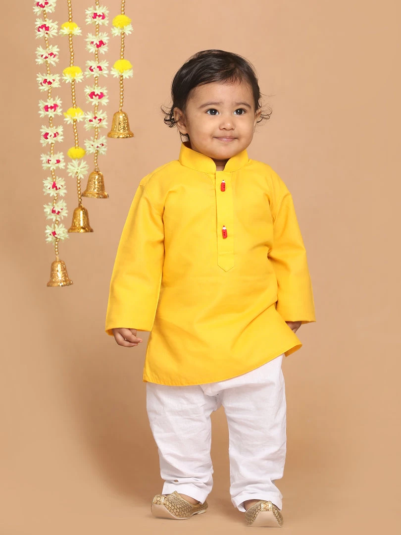 VASTRAMAY SISHU Boy's Yellow Kurta With Pyjamas 4 VASTRAMAY SISHU Boy's Yellow Kurta With Pyjamas