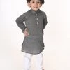VASTRAMAY SISHU Infant Boys Black And White Pure Cotton Kurta Pyjama Set