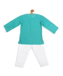 VASTRAMAY SISHU Boy's Blue Pure Cotton Kurta With Pyjamas