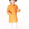 VASTRAMAY SISHU Infant Boys Yellow And White Pure Cotton Kurta Pyjama Set