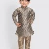VASTRAMAY SISHU Infant Boys Chiku Cotton Blend Kurta Pyjama Set
