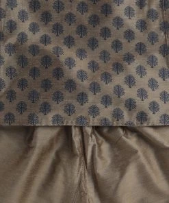 VASTRAMAY SISHU Infant Boys Chiku Cotton Blend Kurta Pyjama Set