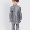 VASTRAMAY SISHU Infant Boys Grey Cotton Blend Kurta Pyjama Set