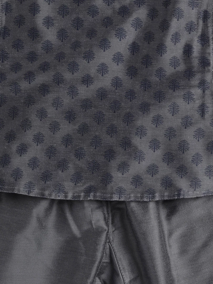 VASTRAMAY SISHU Infant Boys Grey Cotton Blend Kurta Pyjama Set 6 VASTRAMAY SISHU Infant Boys Grey Cotton Blend Kurta Pyjama Set