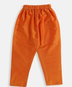 VASTRAMAY SISHU Infant Boys Orange Cotton Blend Kurta Pyjama Set