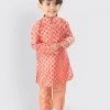VASTRAMAY SISHU Infant Boys Pink Cotton Blend Kurta Pyjama Set