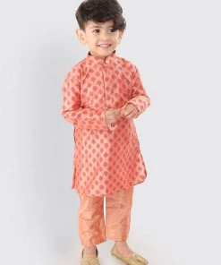 VASTRAMAY SISHU Infant Boys Pink Cotton Blend Kurta Pyjama Set