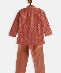 VASTRAMAY SISHU Infant Boys Pink Cotton Blend Kurta Pyjama Set