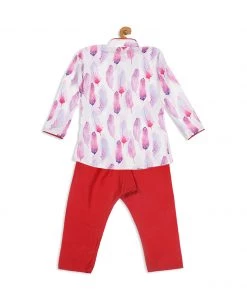 Boys VASTRAMAY SISHU Boy's White Ethnic Motifs Printed Kurta With Pyjama