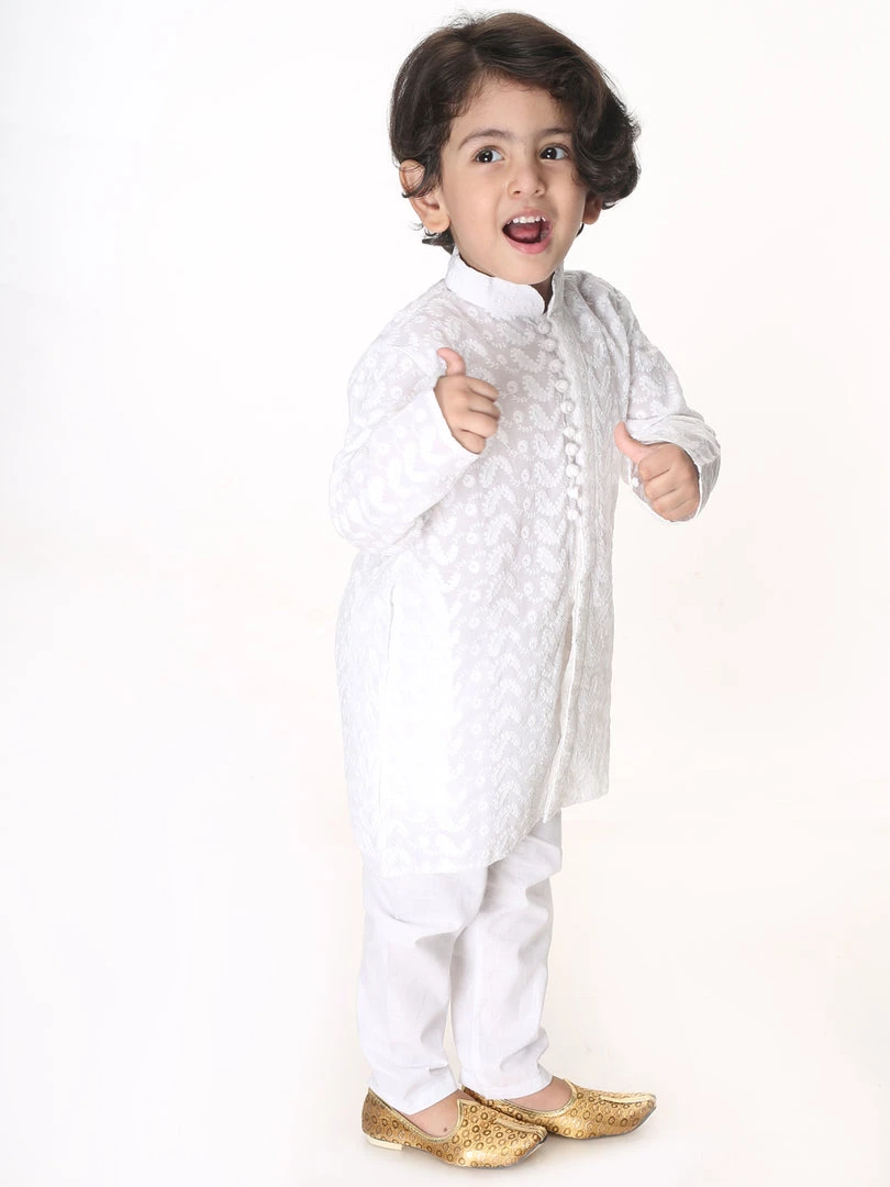 VASTRAMAY SISHU Infant Boys White Pure Cotton Kurta Pyjama Set 3 VASTRAMAY SISHU Infant Boys White Pure Cotton Kurta Pyjama Set