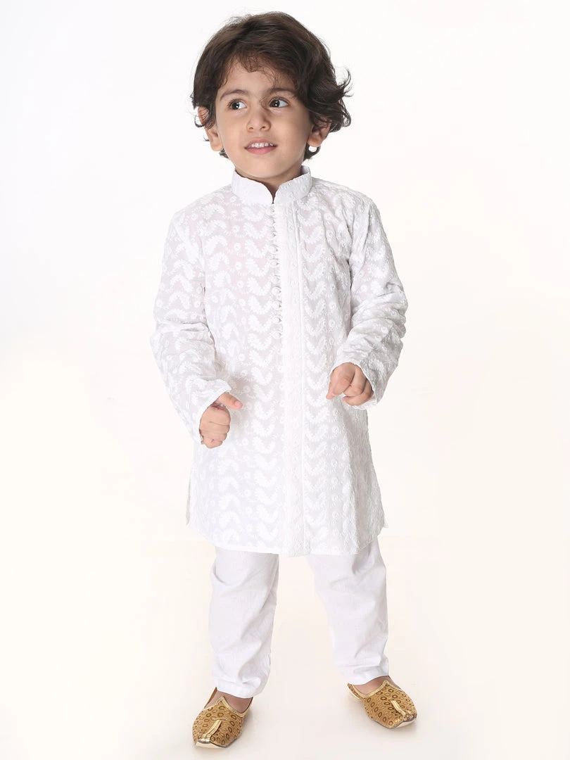 VASTRAMAY SISHU Infant Boys White Pure Cotton Kurta Pyjama Set 7 VASTRAMAY SISHU Infant Boys White Pure Cotton Kurta Pyjama Set