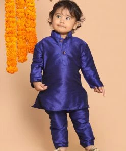 VASTRAMAY SISHU Boy's Blue Kurta With Pyjamas
