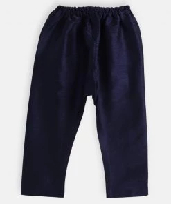 VASTRAMAY SISHU Infant Boys Navy Blue Silk Blend Kurta Pyjama Set