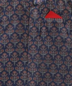 VASTRAMAY SISHU Boy's Navy Blue Ethnic Motifs Printed Kurta With Churidar