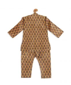 VASTRAMAY SISHU Infant Boys Yellow & Maroon Ethnic Motifs Printed Kurta With Pyjamas
