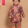 Boys VASTRAMAY SISHU Boy's Purple Floral Printed Kurta With Pyjamas